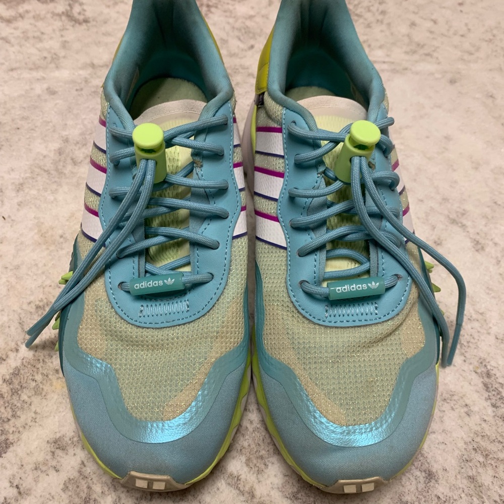 Adidas Teal and Lime Athletic Shoes